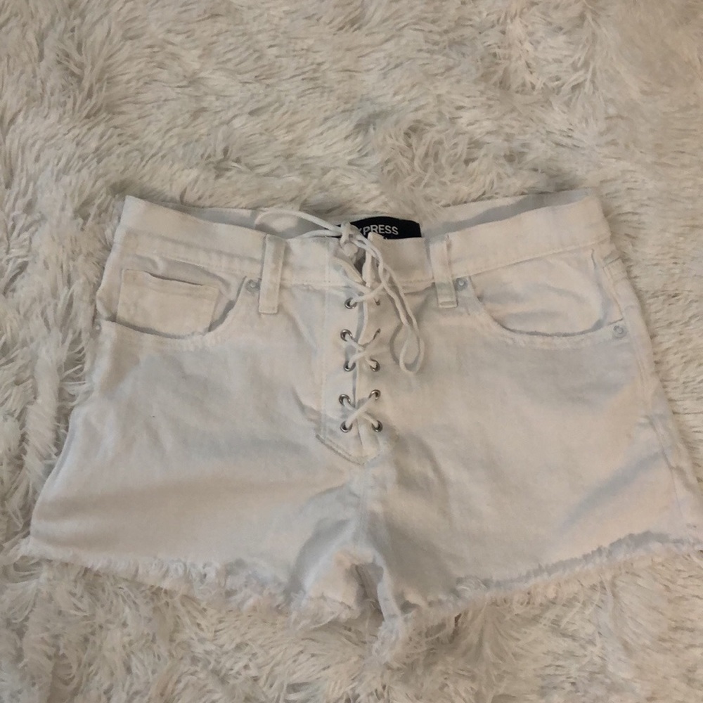 White Express Lace-up Shorts